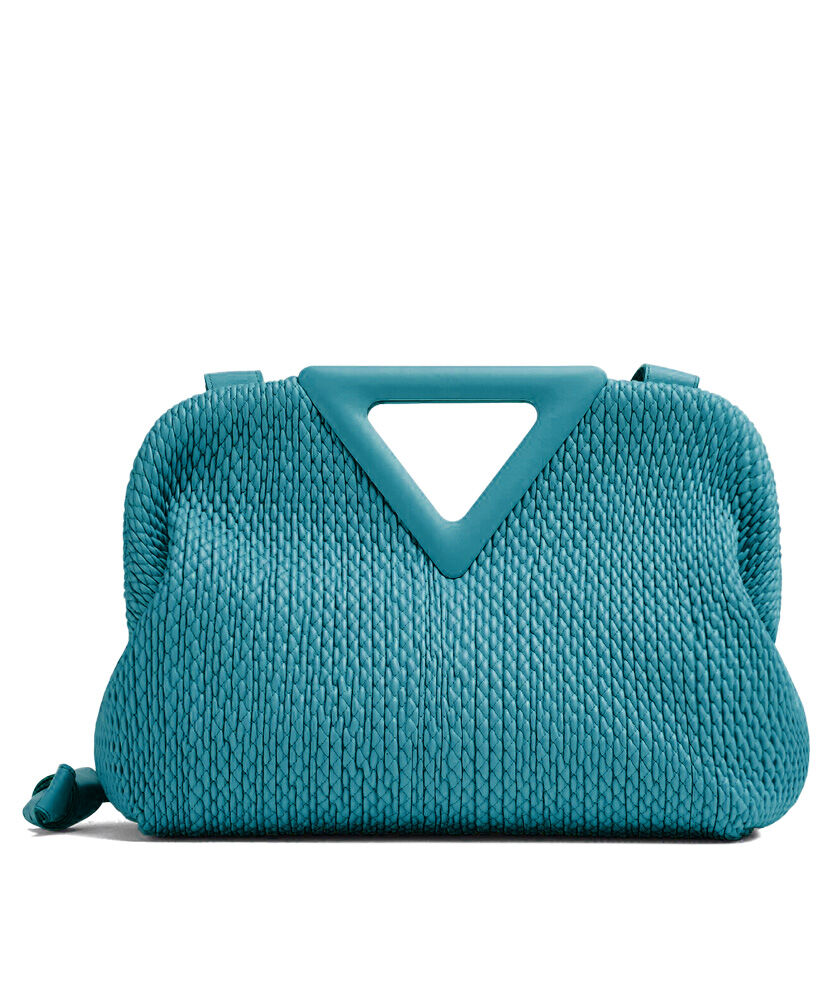 Bottega Veneta Point Lozenge Quilted Leather Top Handle Bag Blue